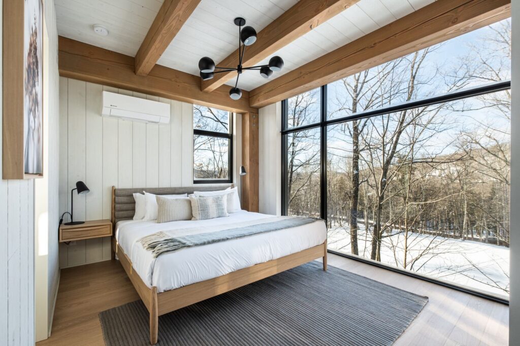 A bedroom inside our Lagom Strala Chalet vacation property