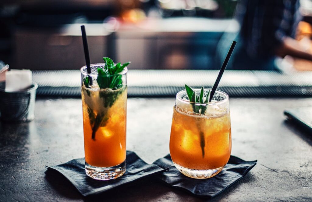 A bar with two beverages