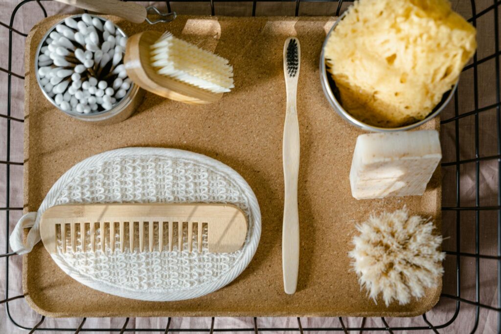 A view of toiletry items