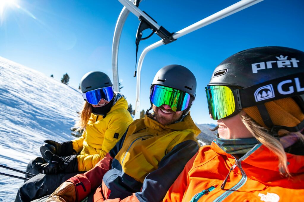 Skiers on a ski lift